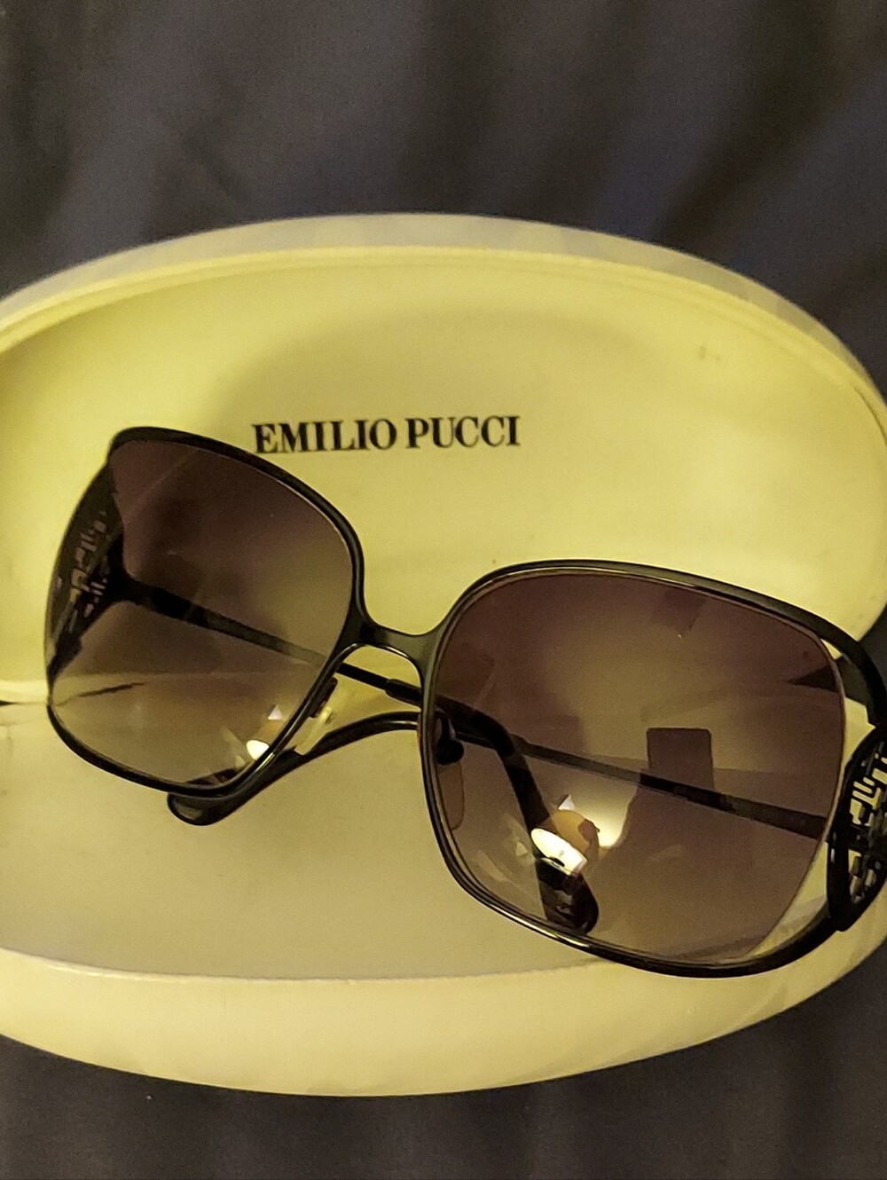 Emilio Pucci Black Frame Sunglasses with Brown Gradient Lenses